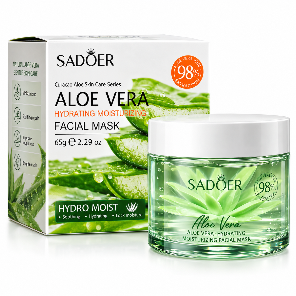 SADOER Aloe Vera Hydrating Moisturizing Facial Mask 65g – Mască Facială Hidratantă cu Aloe Vera SD10762