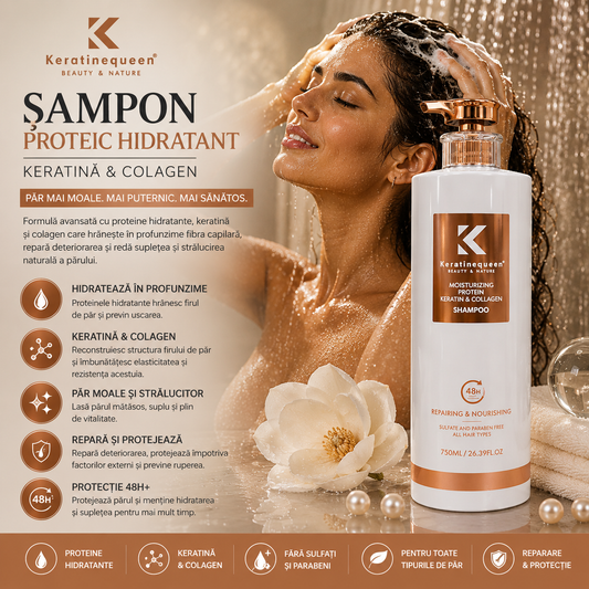 Șampon Keratin Queen cu Keratină și Colagen 750ml