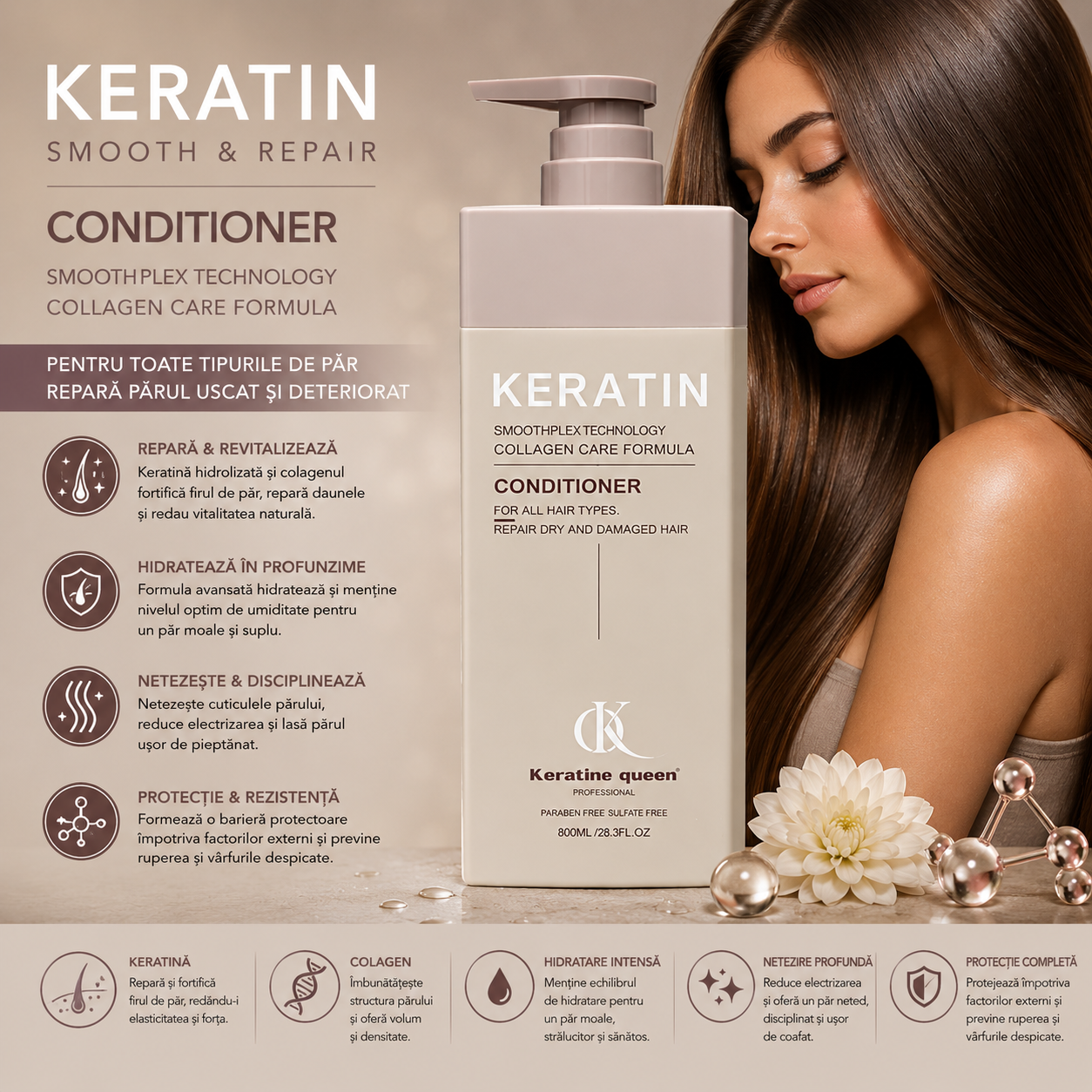 Балсам за коса Keratin Queen Keratin Conditioner 800