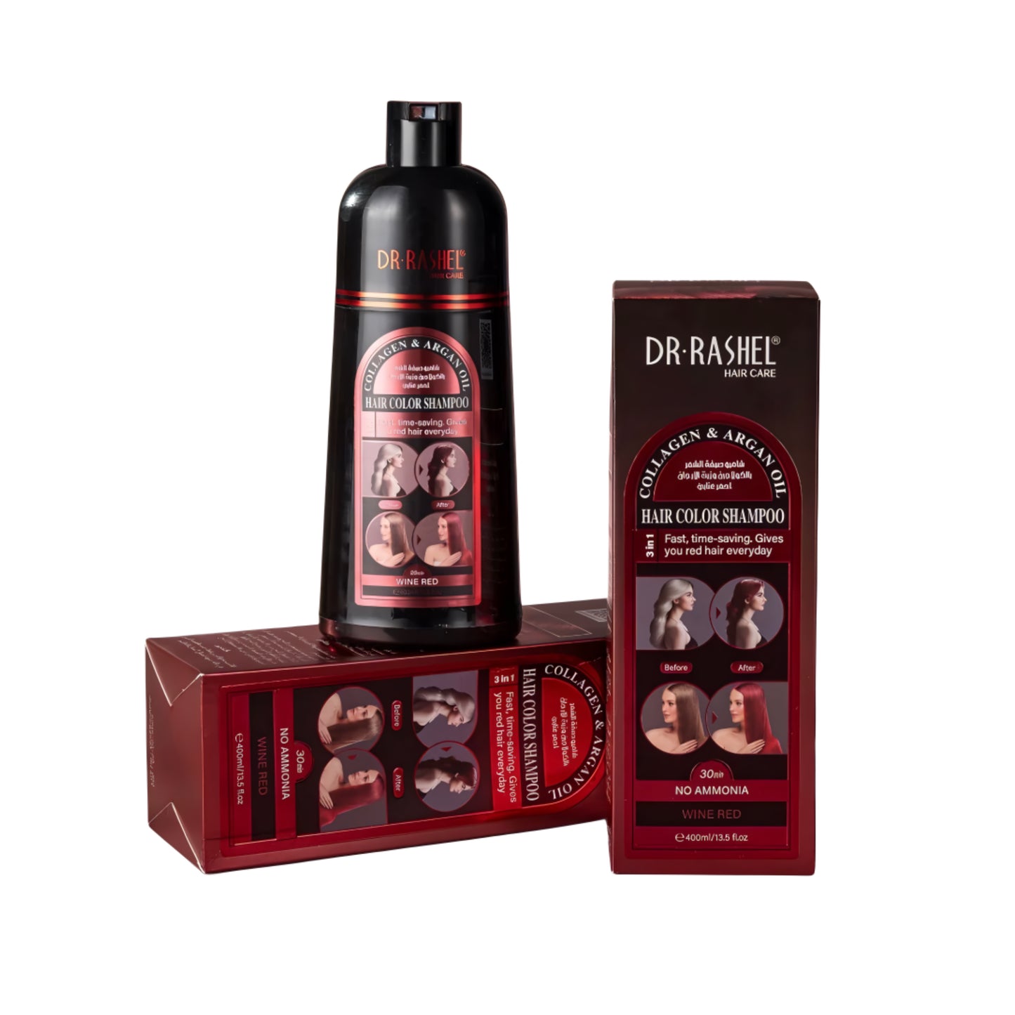 Șampon Colorant DR.RASHEL cu Colagen și Ulei de Argan -DRL-1960– Wine Red 400 ml