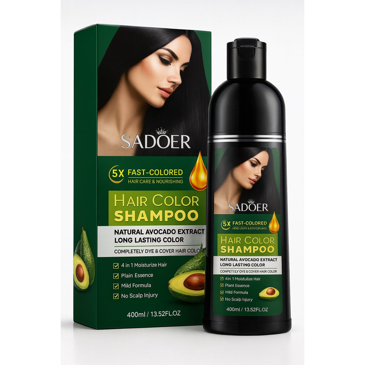 Sadoer – Șampon noanțator Negru cu extract de avocado 400 ml SD71730