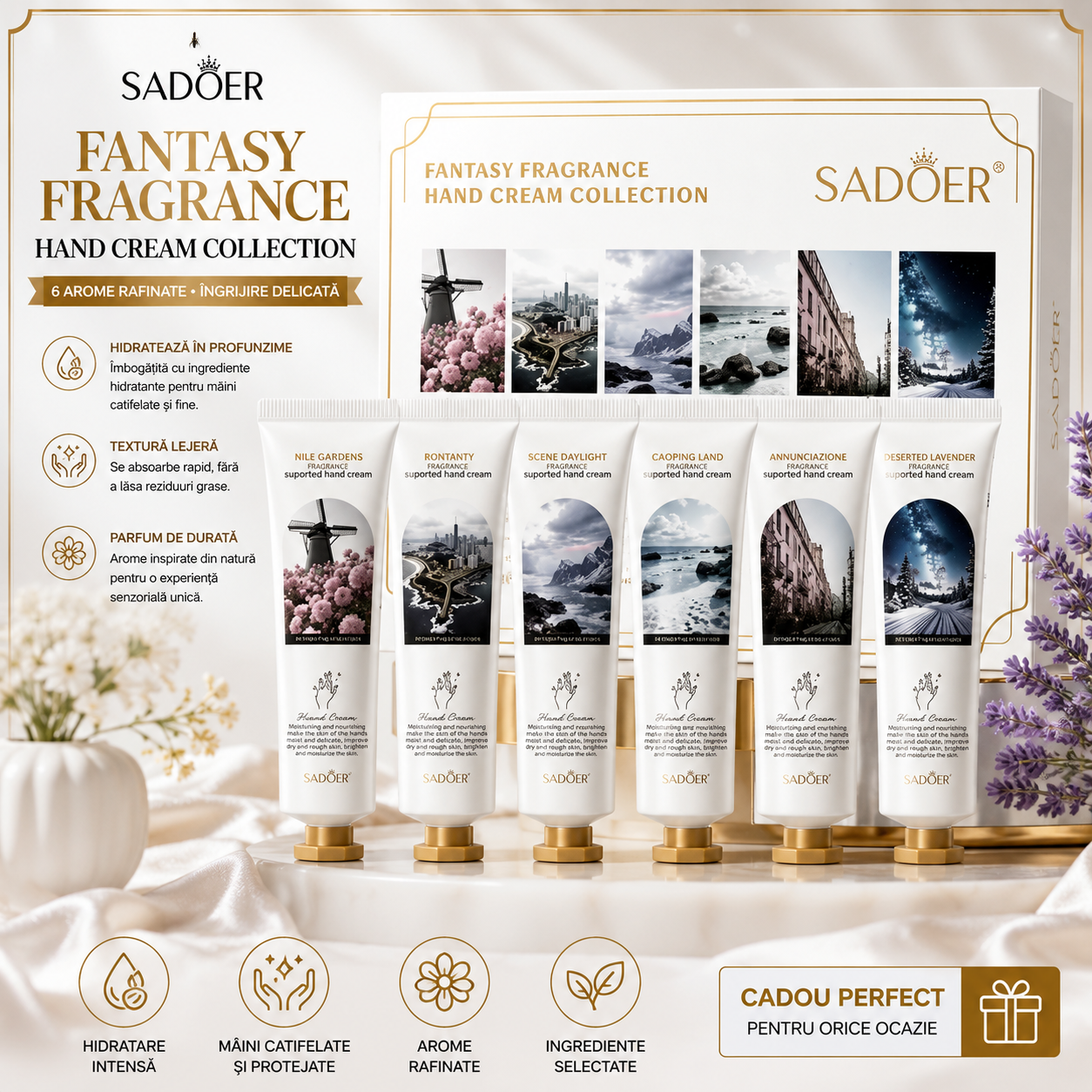 SADOER SET CADOU – COLECȚIE DE 6 X 30 G CREME DE MÂINI PARFUMATE SD90218