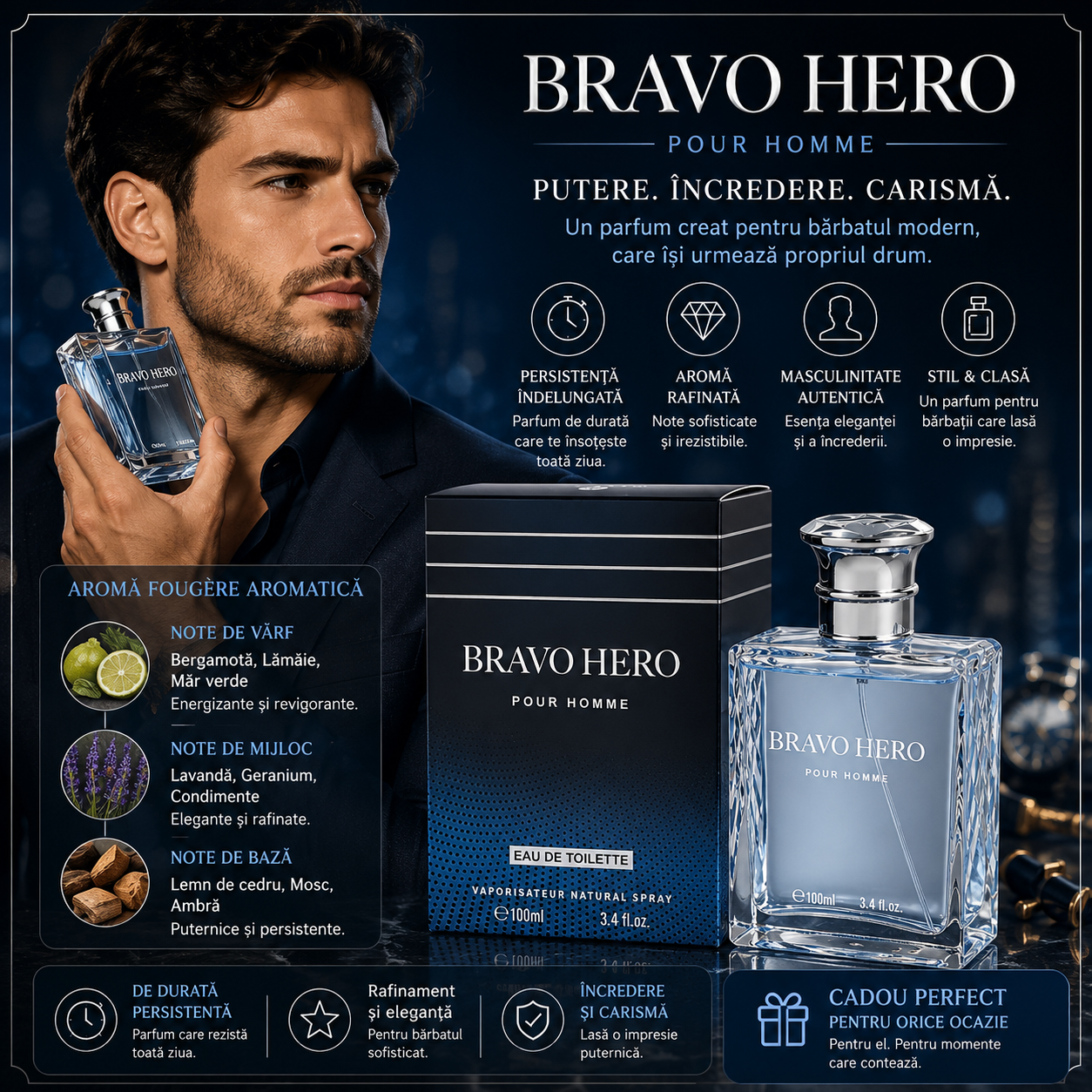 V.V.LOVE BRAVO HERO EAU DE TOILETTE PENTRU BĂRBAȚI 100 ML VL8901-49