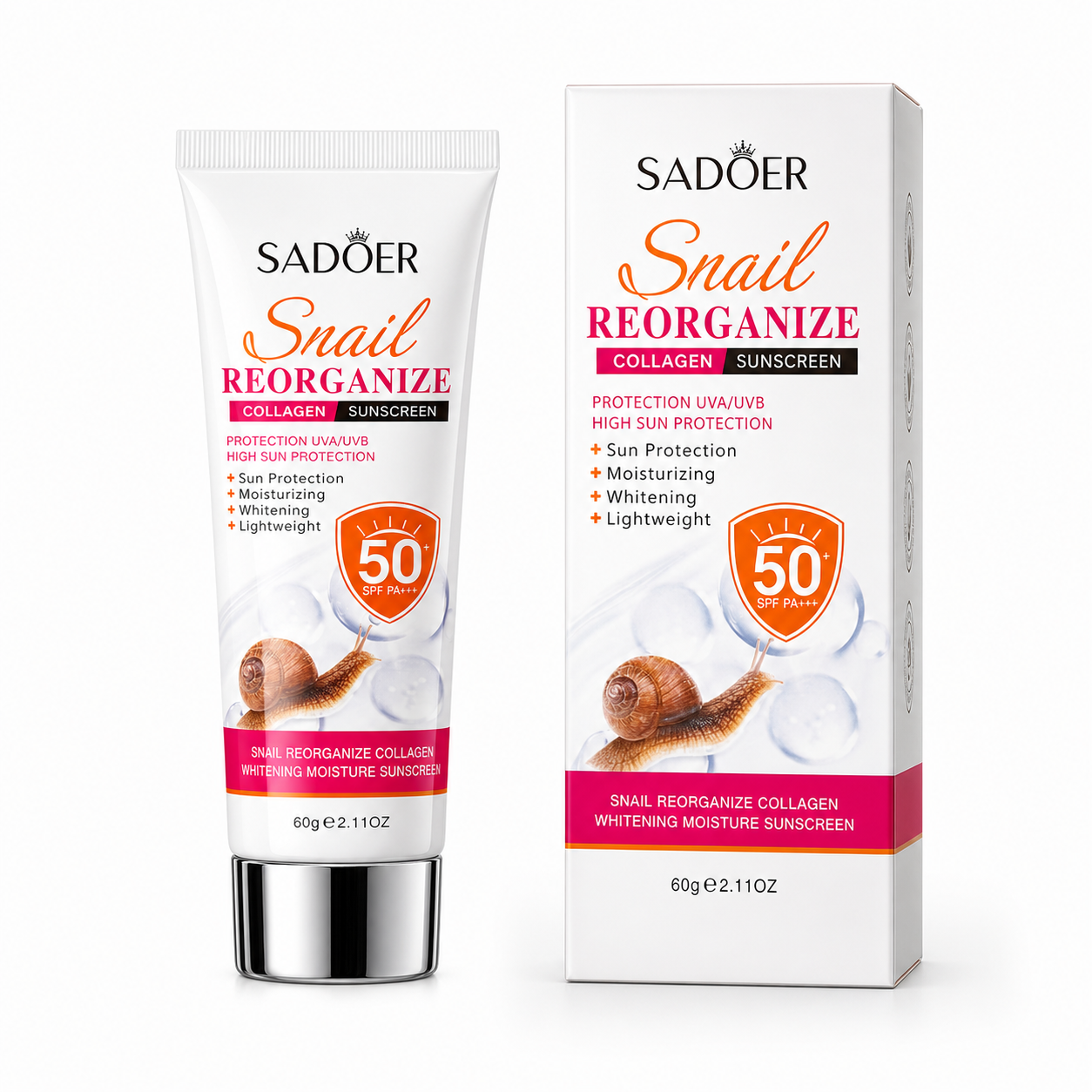 SADOER SNAIL REORGANISE КОЛАГЕН СЛЪНЦЕЗАЩИТЕН КРЕМ SPF 50+ 40гр SD79725