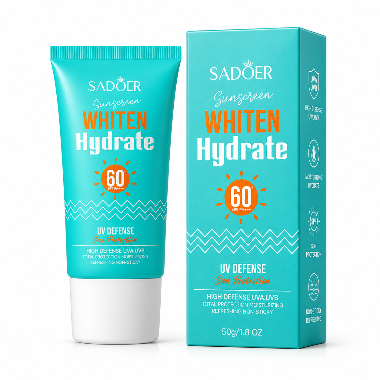 SADOER Избелващ хидратиращ слънцезащитен крем SPF 60+ PA+++ 50 г SD14734