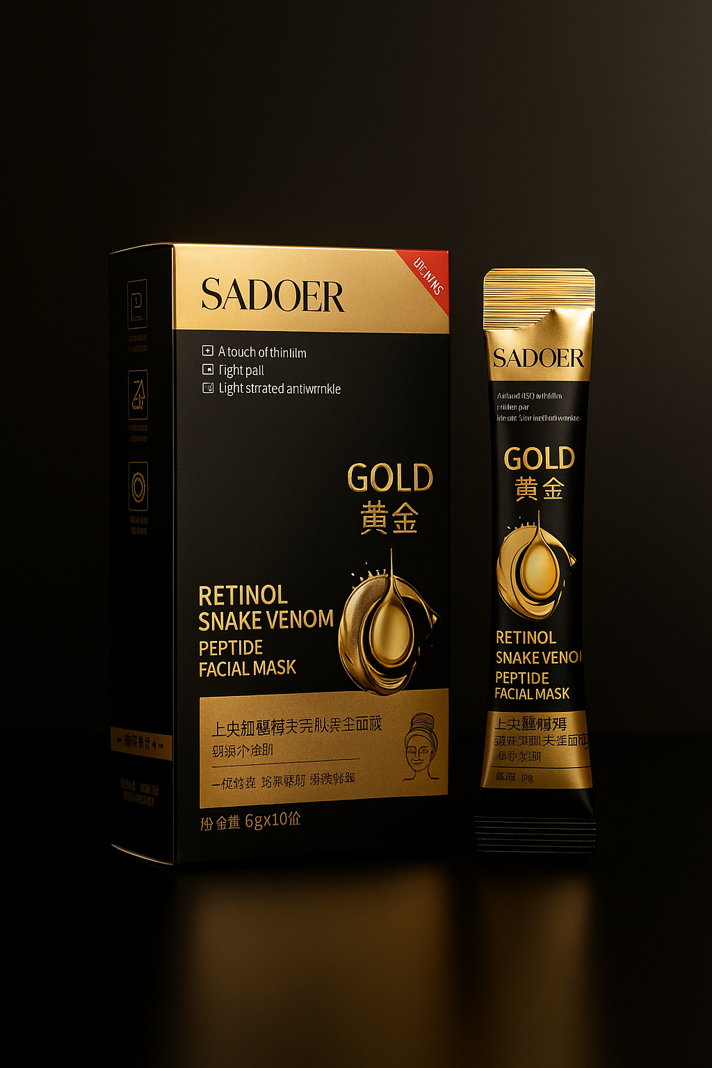 Mască de față Gold Retinol Snake Venom SADOER Peptide 10x6g SD94438