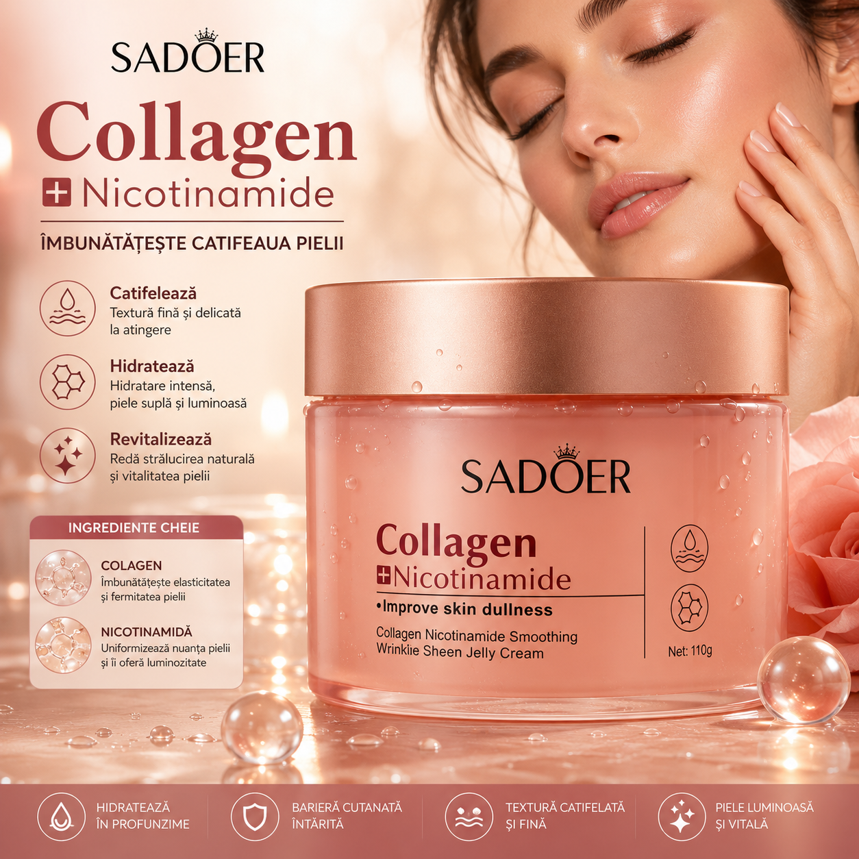 CREMA GEL SADOER CU COLAGEN ȘI NICOTINAMIDĂ SD11059