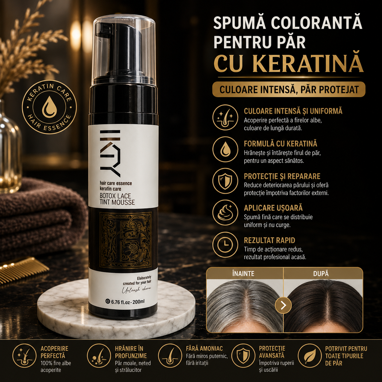 Тонираща пяна IKEY Hair Care Essence Keratin Care Botox Lace Tint Mousse