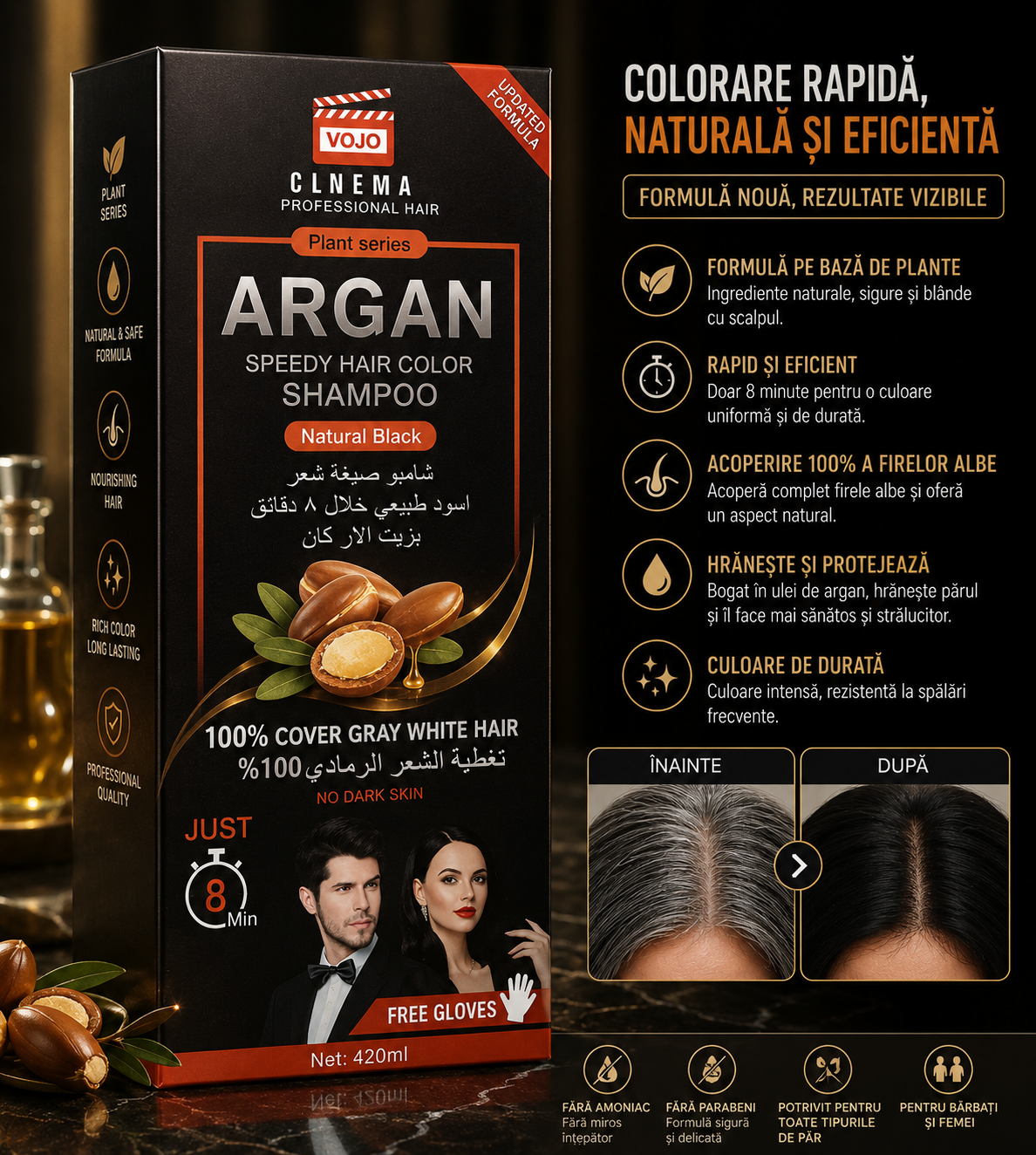 Оцветяващ шампоан VOJO Cinema Professional Hair с арганово масло