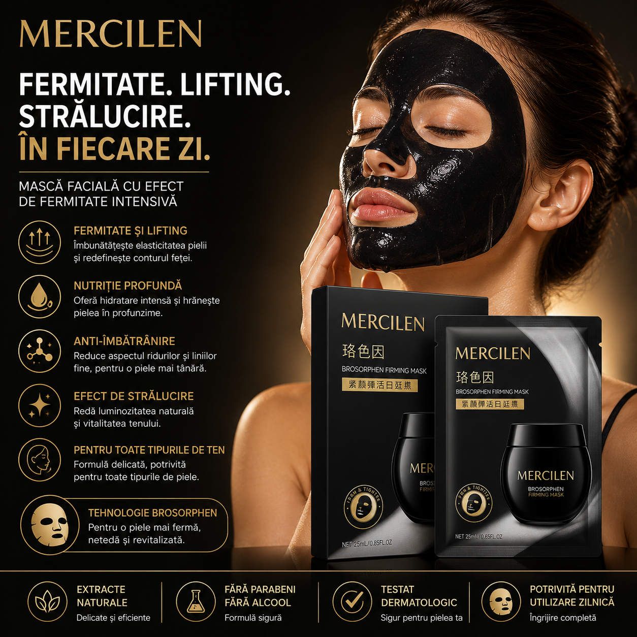 Mercilen Mască facială tip șervețel pentru hidratare și luminozitate MXL0943 (0929 )
