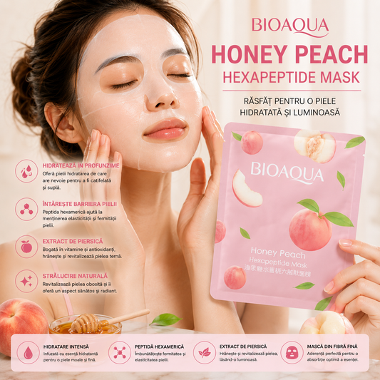 Masca facială Bioaqua hidratantă cu piersică și hexapeptide BQY87549