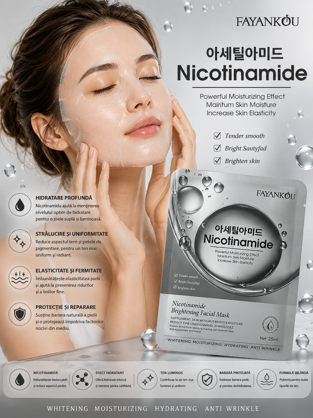 Fayankou – Mască facială iluminatoare cu niacinamidă, 25 ml