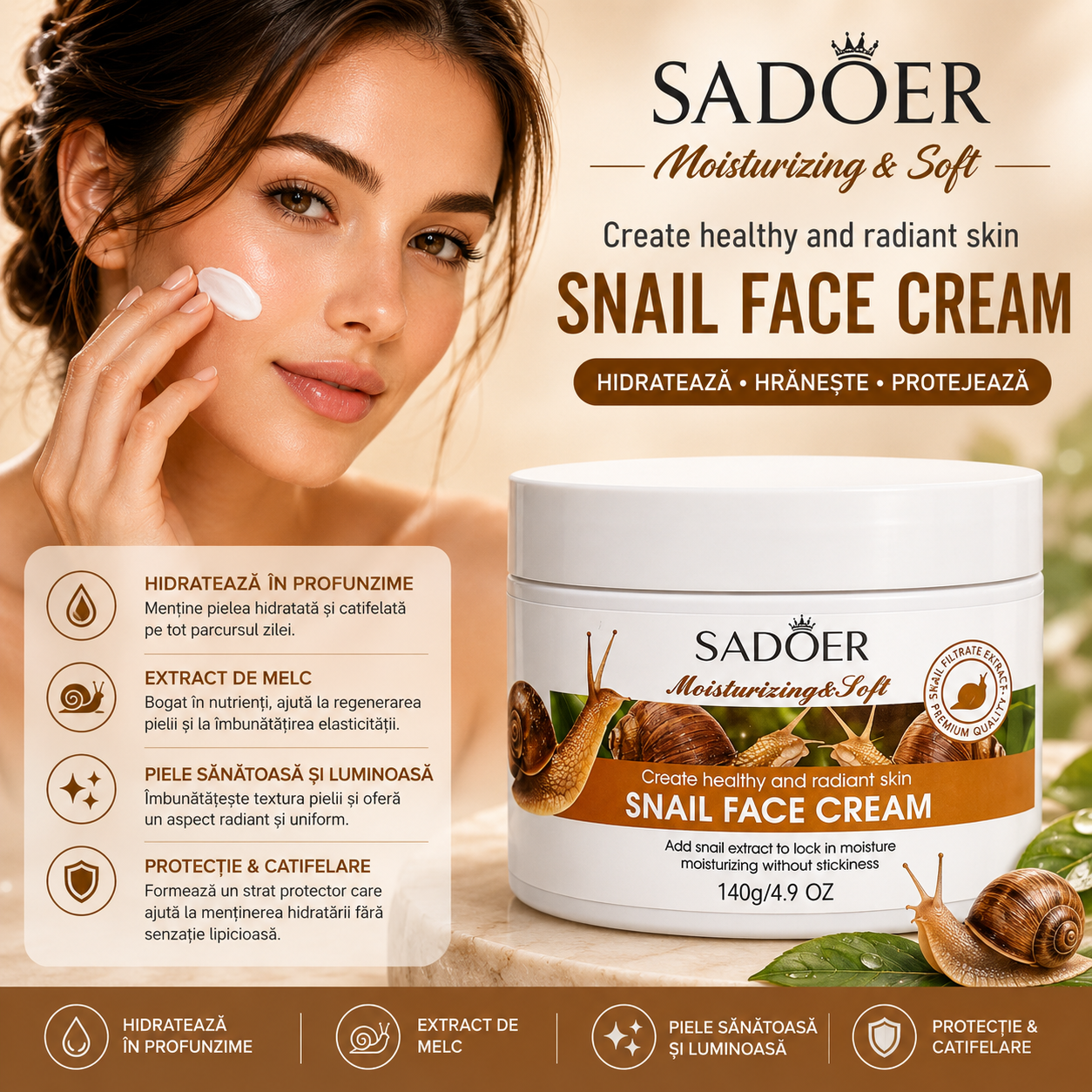 Крем за лице SADOER с екстракт от охлюви SD38517