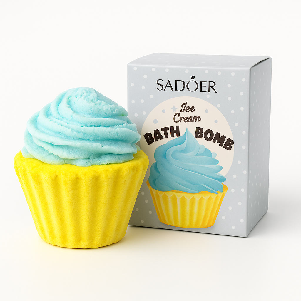 Bomba de baie SADOER Bath Bomb în formă de MUFFIN – albastră 🧁
