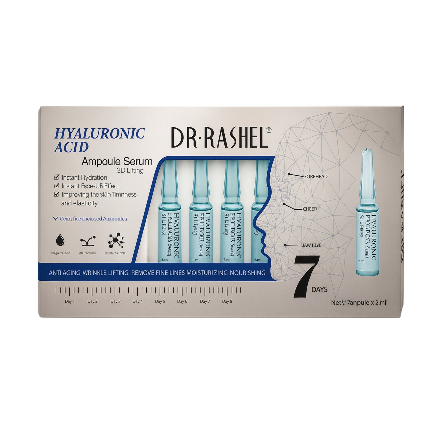 Dr. Rashel Facial serum with hyaluronic acid in ampoules (2 ml x 7 pcs) DRL-1459