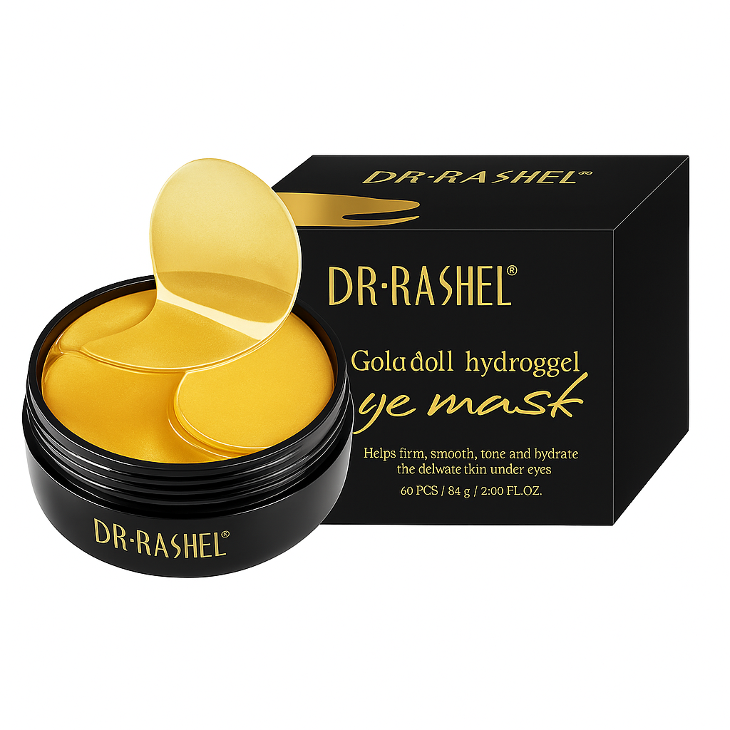 DR-RASHEL gold hydrogel eye mask jar and box, cosmetic skincare product for under eyes