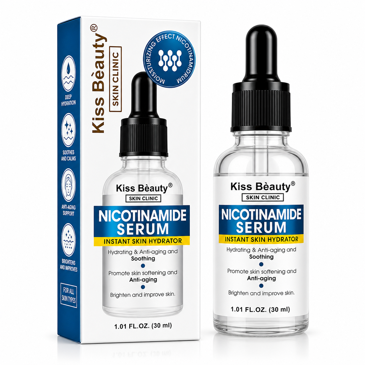 Серум за лице Kiss Beauty с никотинамид – незабавен хидратант за кожата