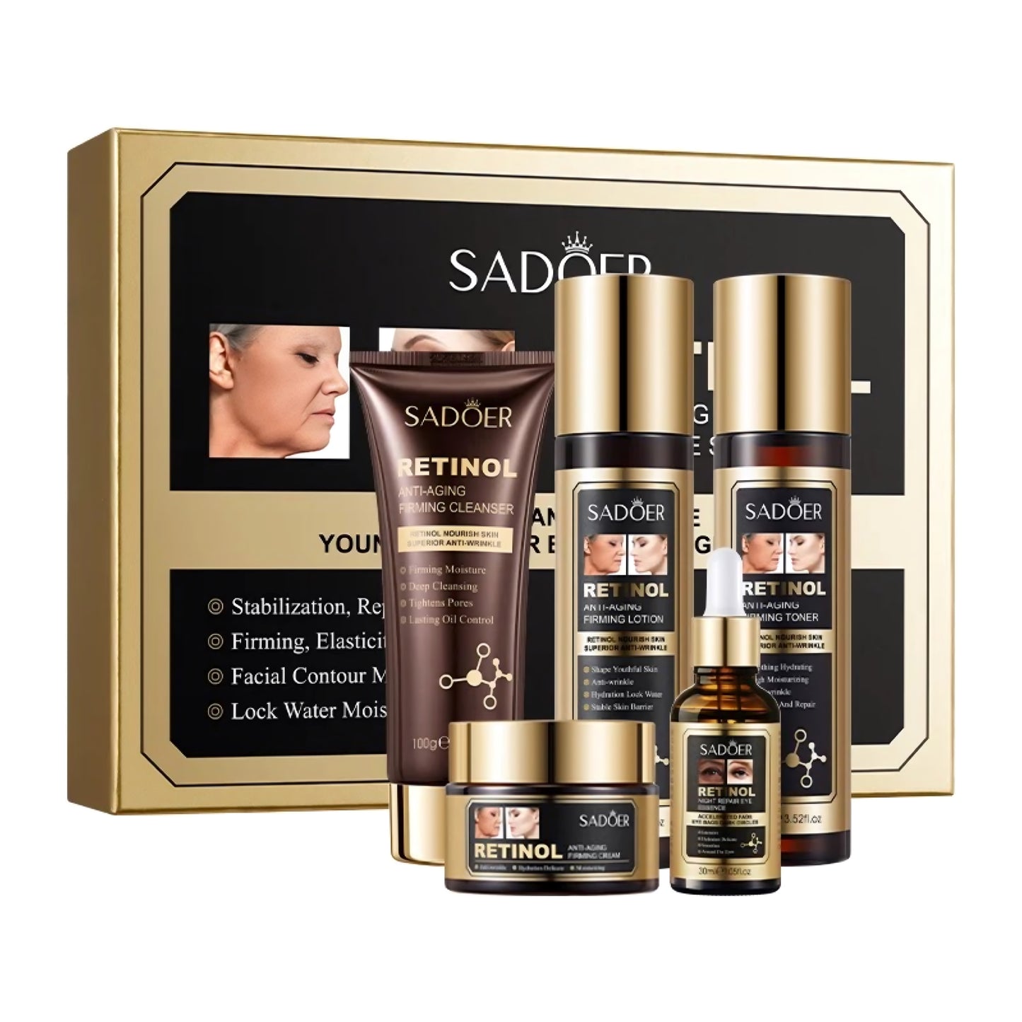 SADOER Retinol – Set Cadou anti-îmbătrânire cu 5 produse