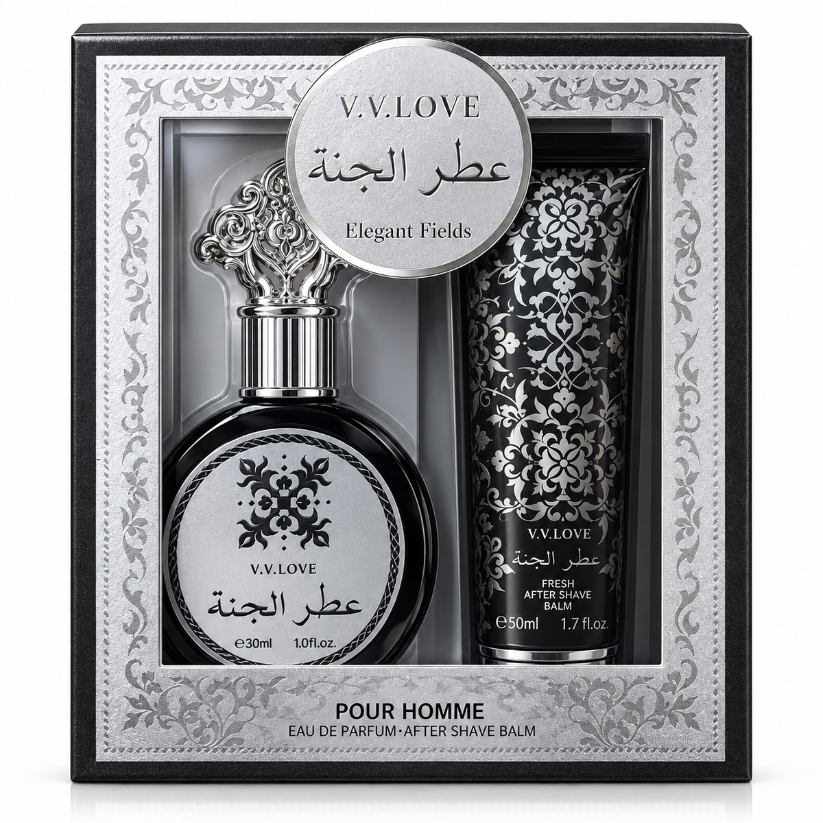 V.V.LOVE Elegant Fields Pour Homme – Set Cadou Bărbați Parfum 30ml + After Shave Balm 50ml