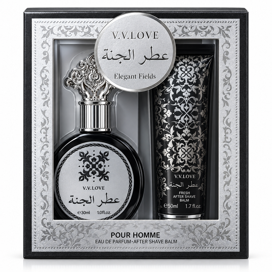 V.V.LOVE Elegant Fields Pour Homme – Set Cadou Bărbați Parfum 30ml + After Shave Balm 50ml
