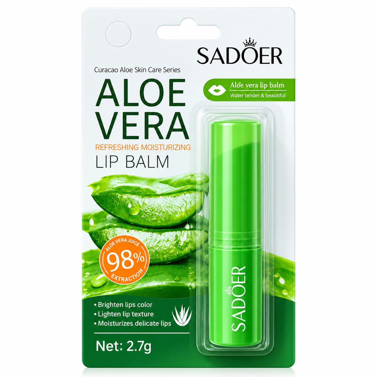 SADOER Aloe Vera Lip Balm 2,7g – Balsam de Buze Hidratant cu Aloe Vera