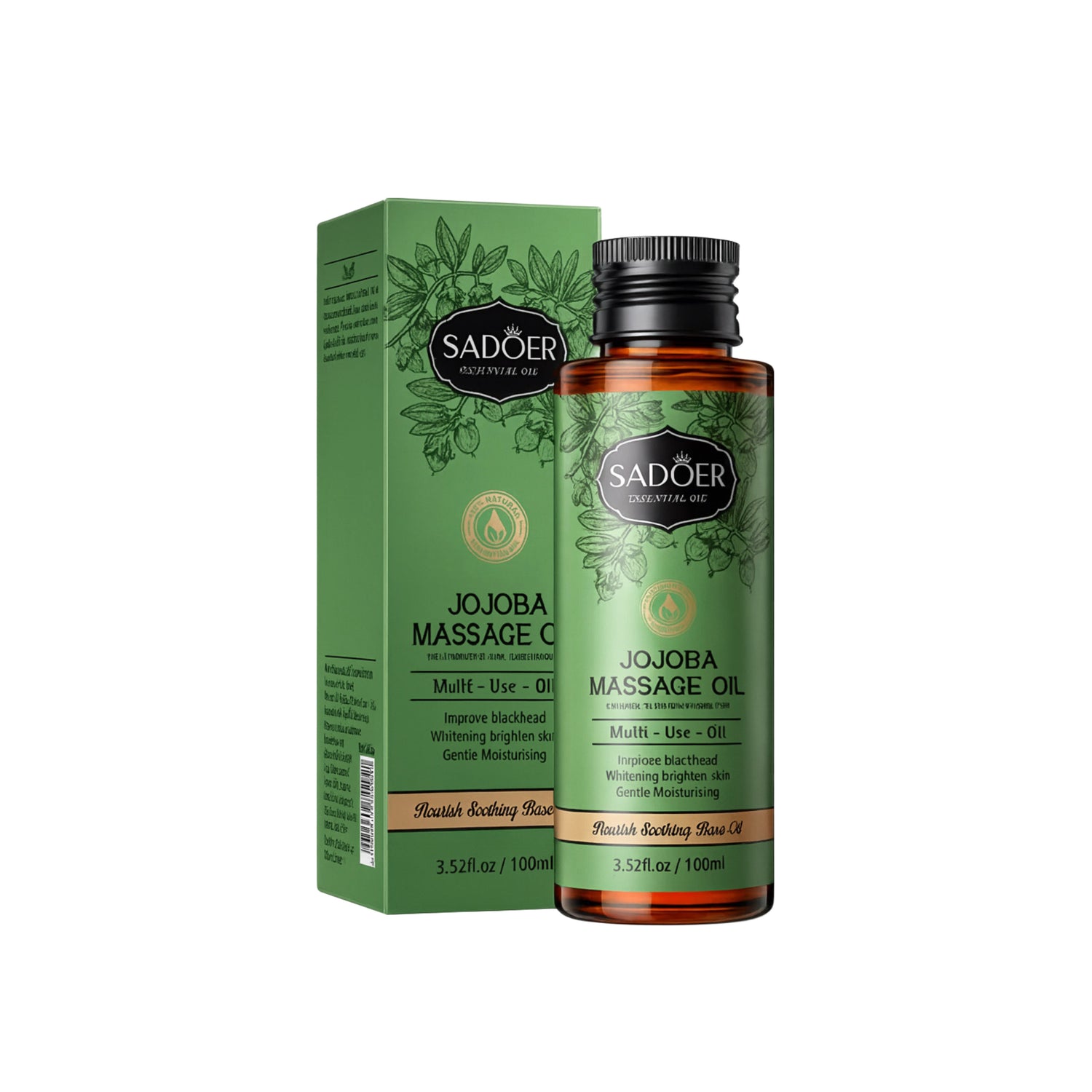 SADOER Jojoba Massage Oil 100ml bottle with box, natural cosmetic skincare imported product