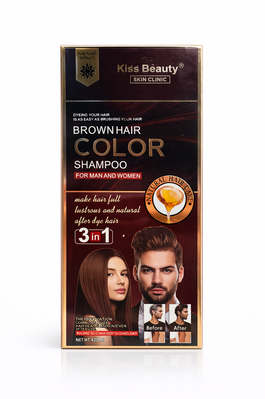 Kiss Beauty Brown Hair Color Shampoo – Șampon Colorant pentru Păr Șaten (3 în 1)