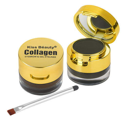 Kiss Beauty Collagen 2in1 Eyebrow & Gel Eyeliner – Negru + Maro No.89054-03C