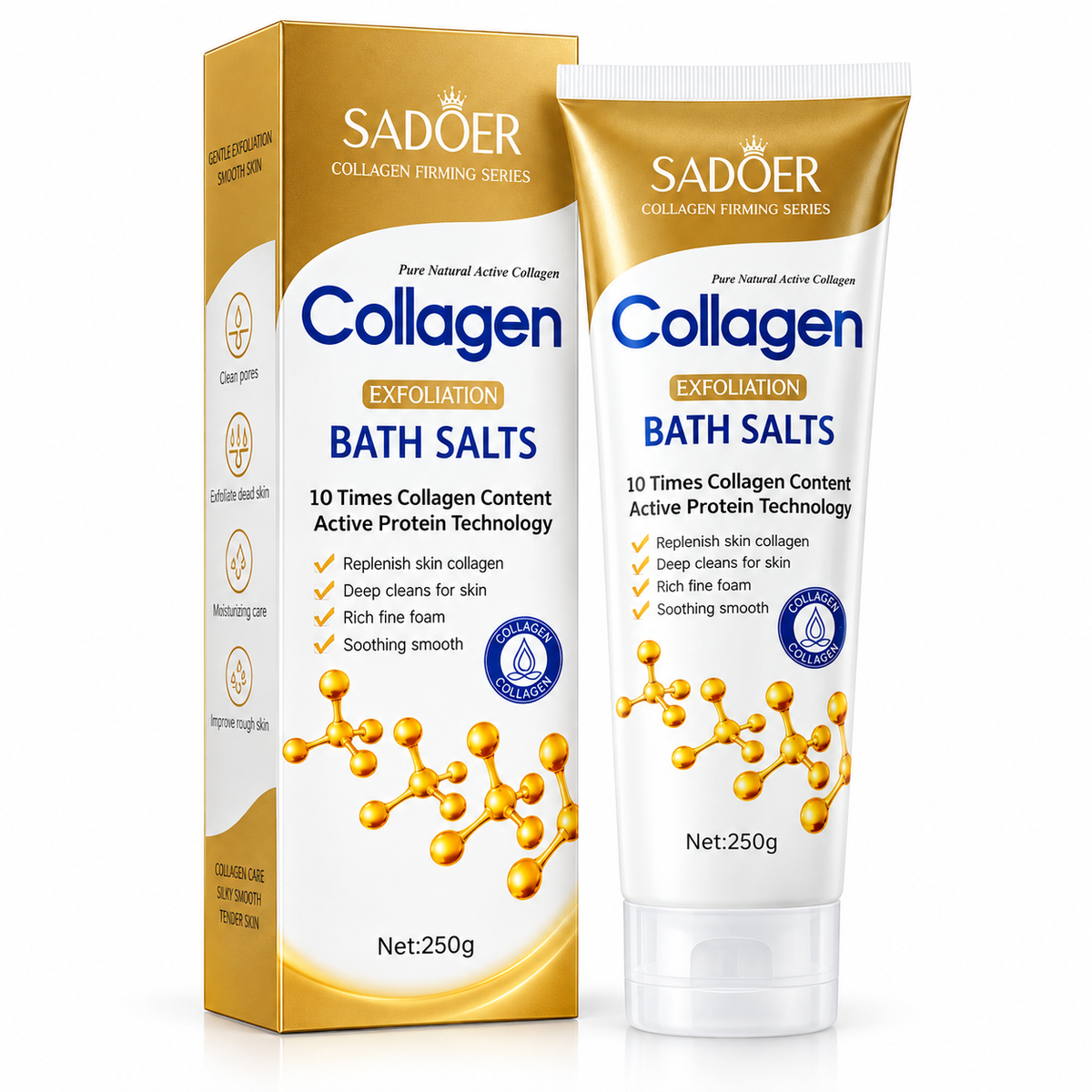 SADOER Collagen Exfoliation Bath Salts 250g – Exfoliant Corporal cu Colagen