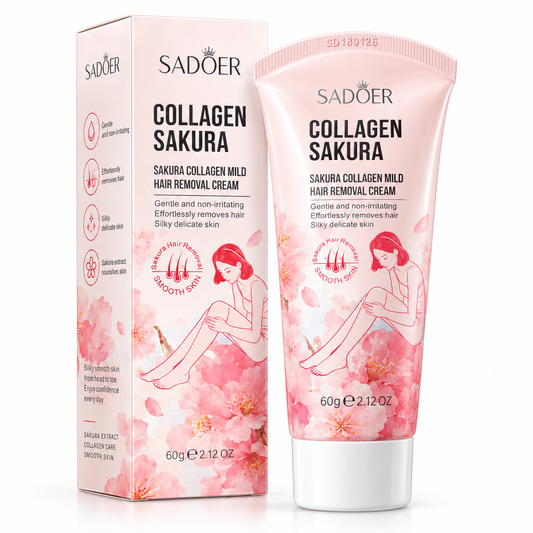 SADOER Sakura Collagen Cremă Depilatoare cu Colagen 60g – Hair Removal Cream SD180126