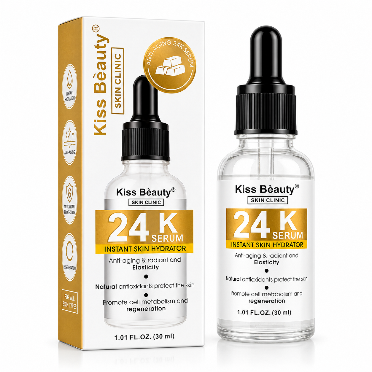 Kiss Beauty 24K серум – Незабавен хидрататор за кожата