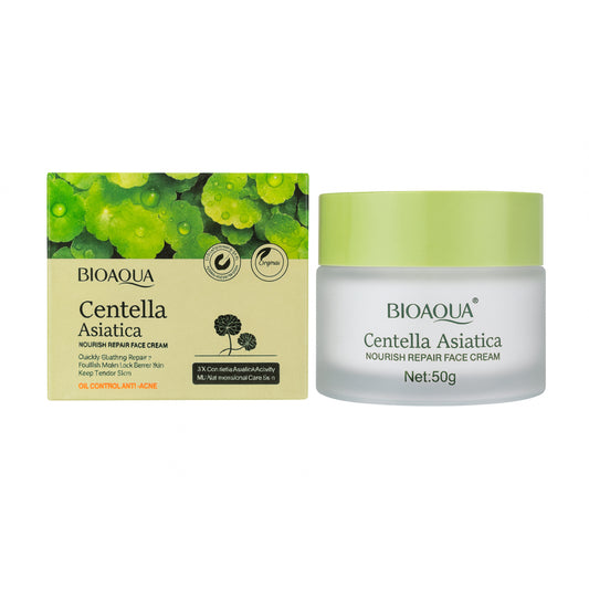 Cremă facială hrănitoare și reparatoare cu Centella Asiatica – BIOAQUA Nourish Repair Face Cream (50 g) BQY12050