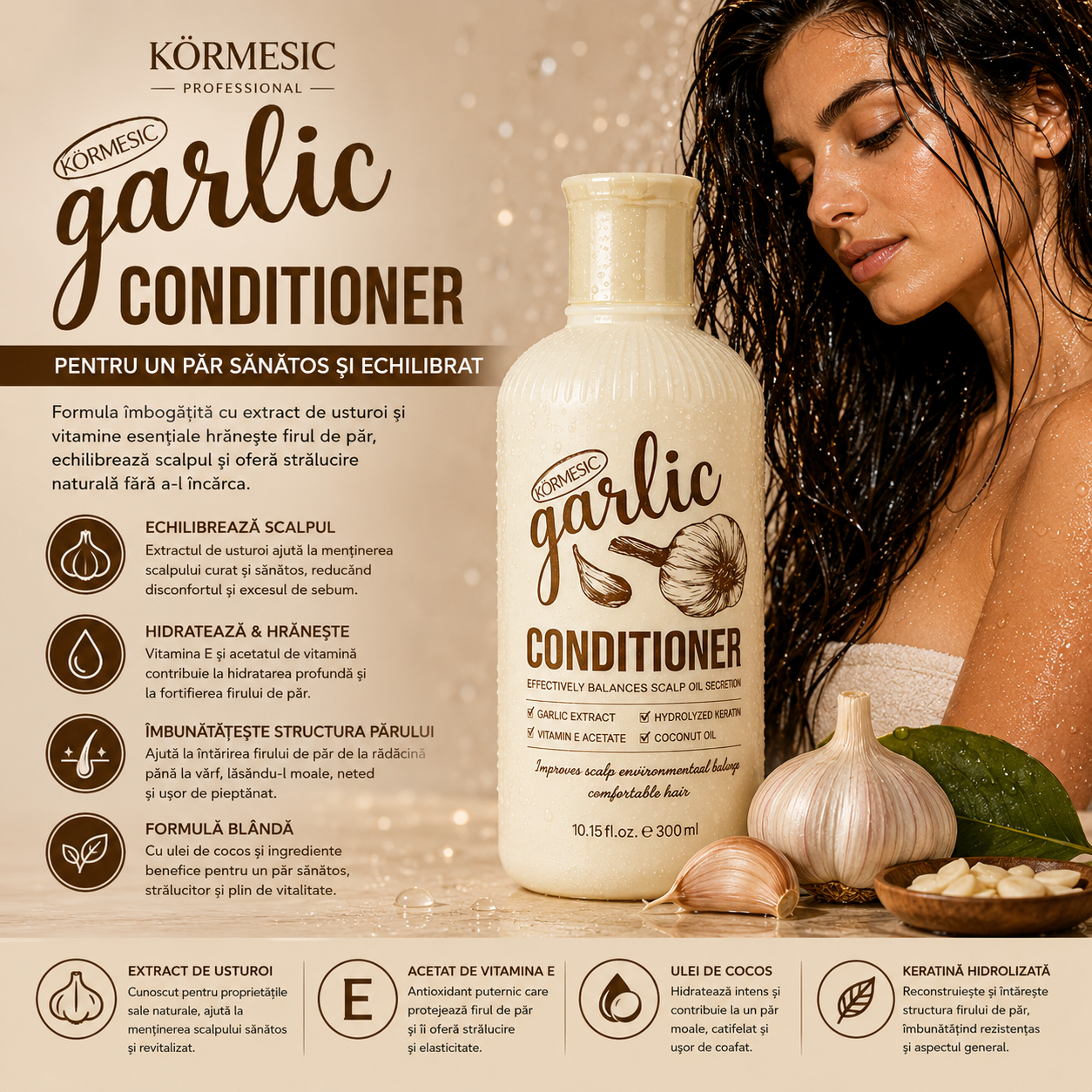 Körmesic – Hair conditioner with garlic extract 300 ml KMC21281