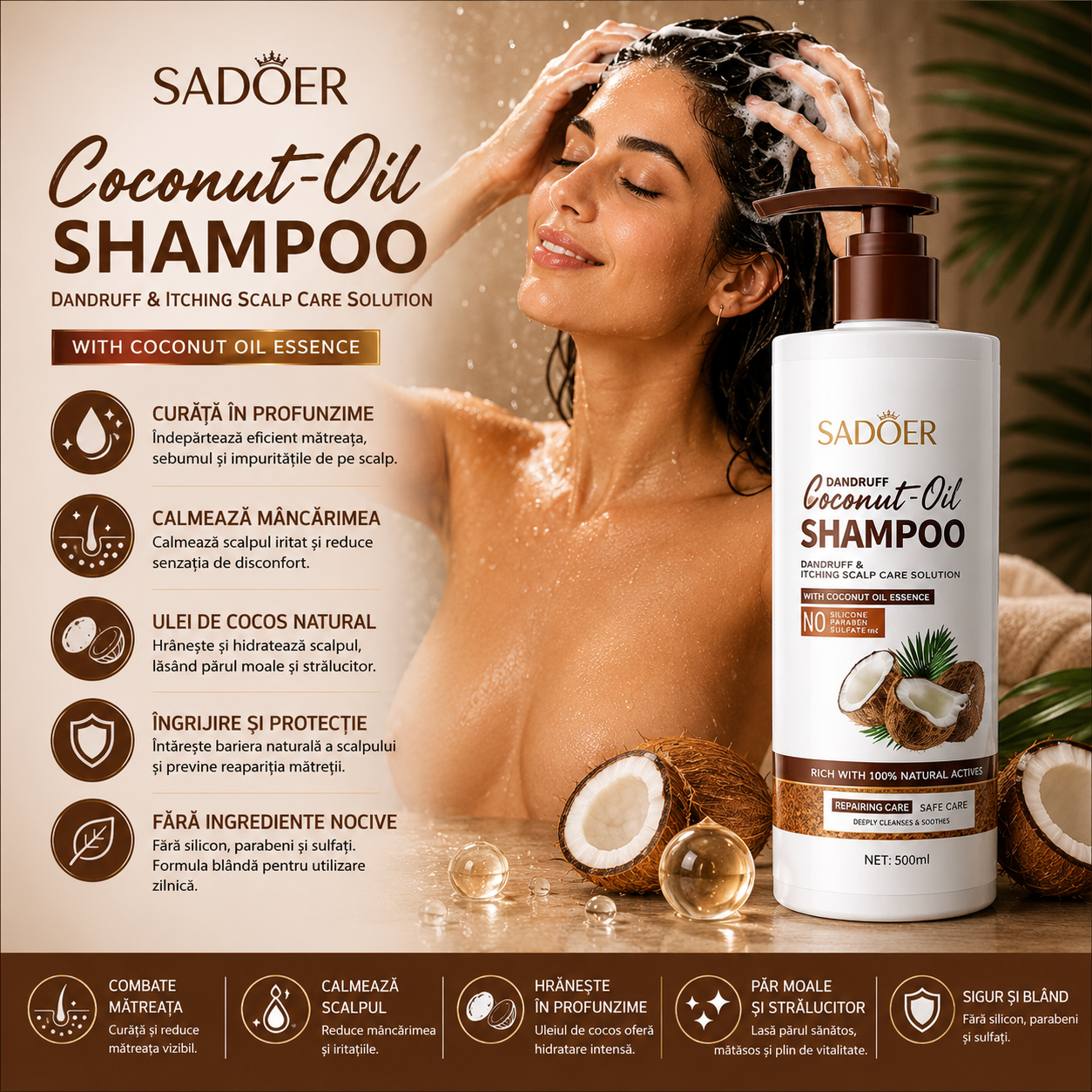 Sampon SADOER cu ulei de Cocos 500ml. SD56051