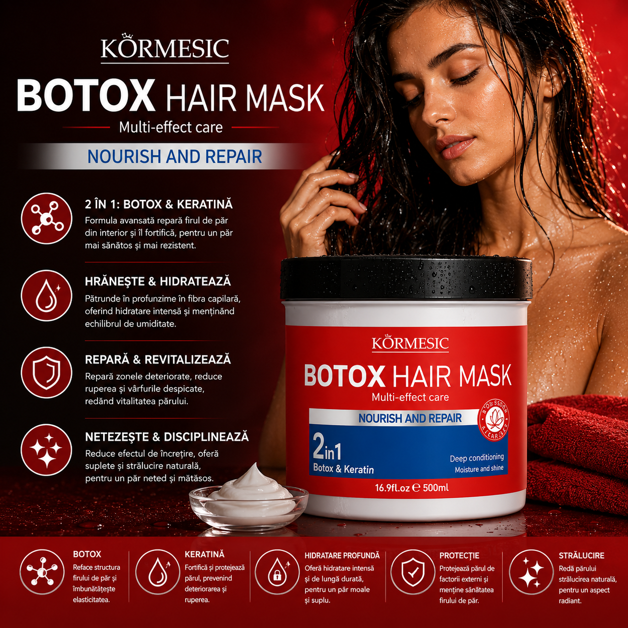 KÖRMESIC Botox Hair Mask – Маска за коса с мултифункционален ефект 2 в 1 (ботокс и кератин)