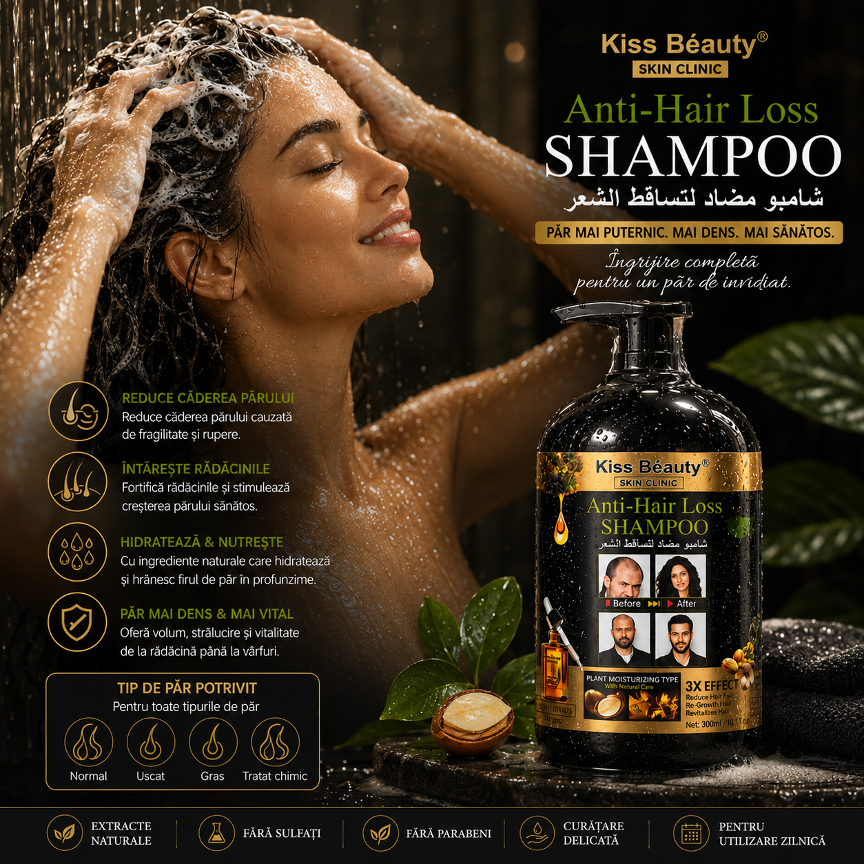 Șampon Kiss Beauty Skin Clinic Anti-Hair Loss, Anti cadere