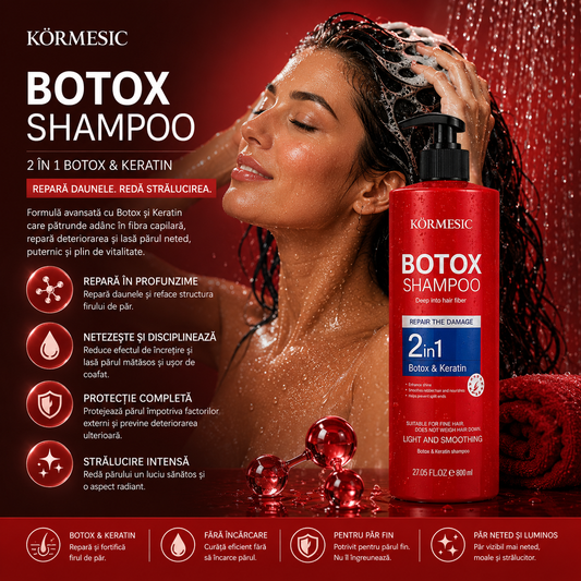 KÖRMESIC Botox Șampon 2 în 1 – Botox & Keratin 800 ml