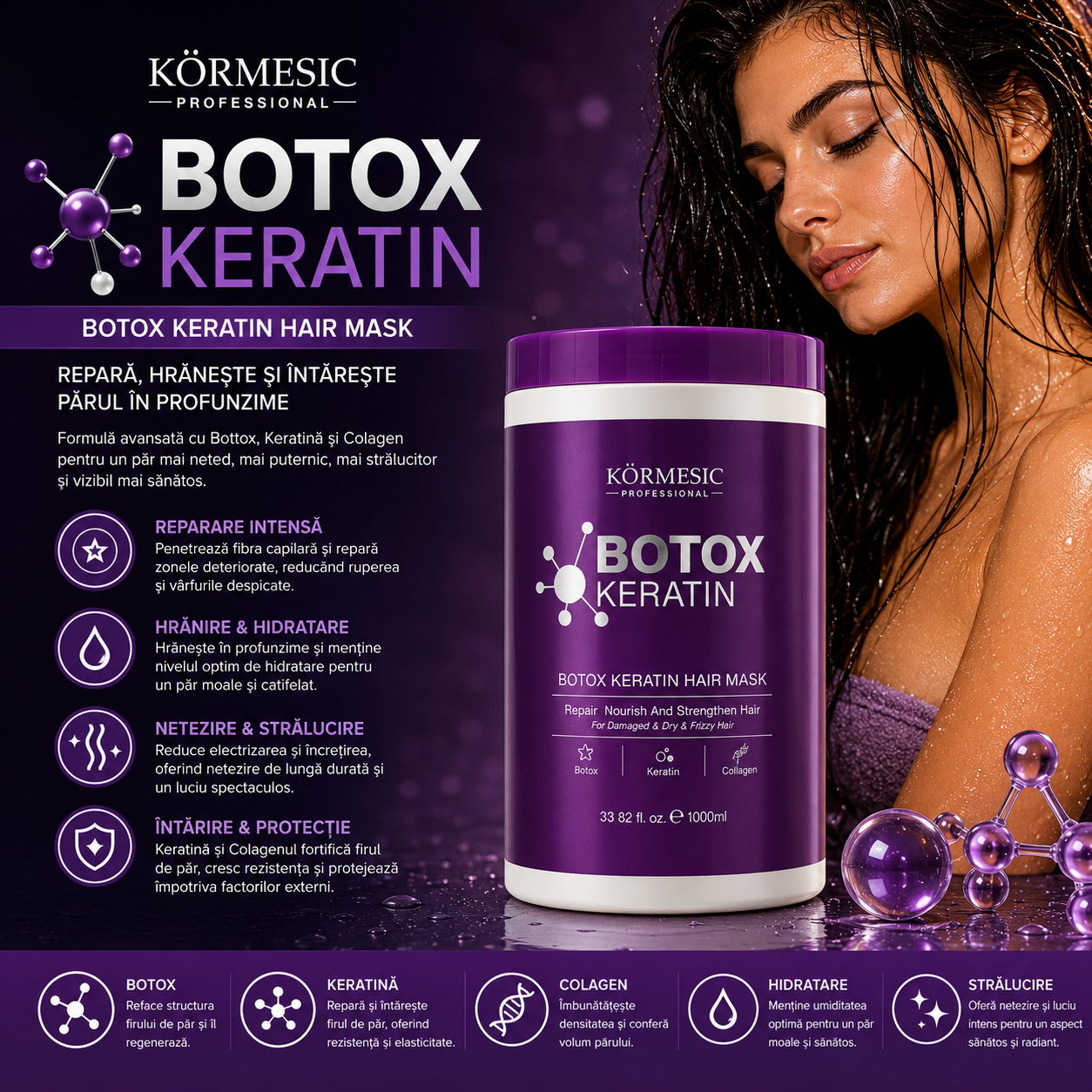 KÖRMESIC PROFESSIONAL – BOTOX KERATIN Mască pentru Păr 1000ml KMC86405