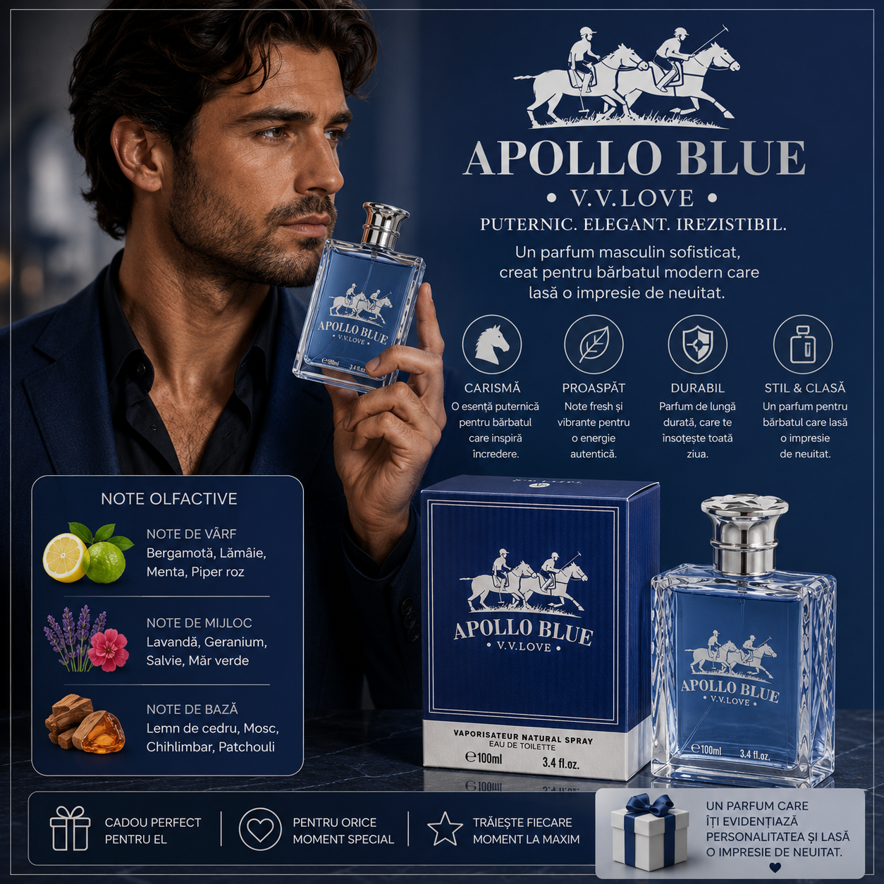 V.V.LOVE APOLLO BLUE EAU DE TOILETTE PENTRU BĂRBAȚI 100 ML VL8901-53