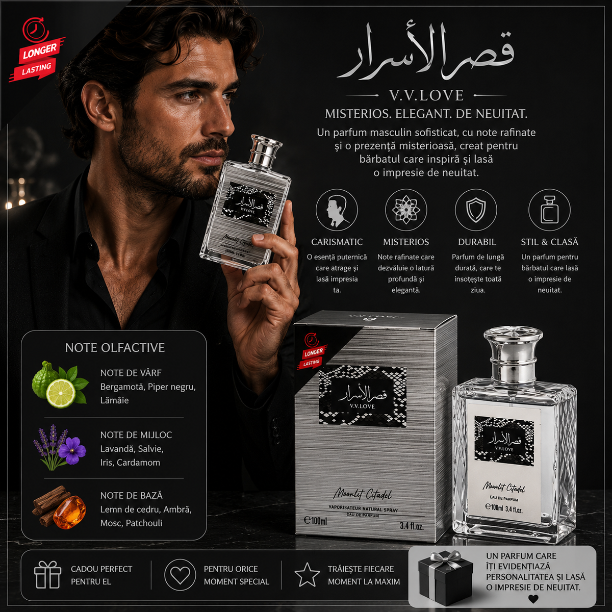 V.V.LOVE MOONLIT CITADEL EAU DE PARFUM PENTRU BĂRBAȚI 100 ML VL9801-62
