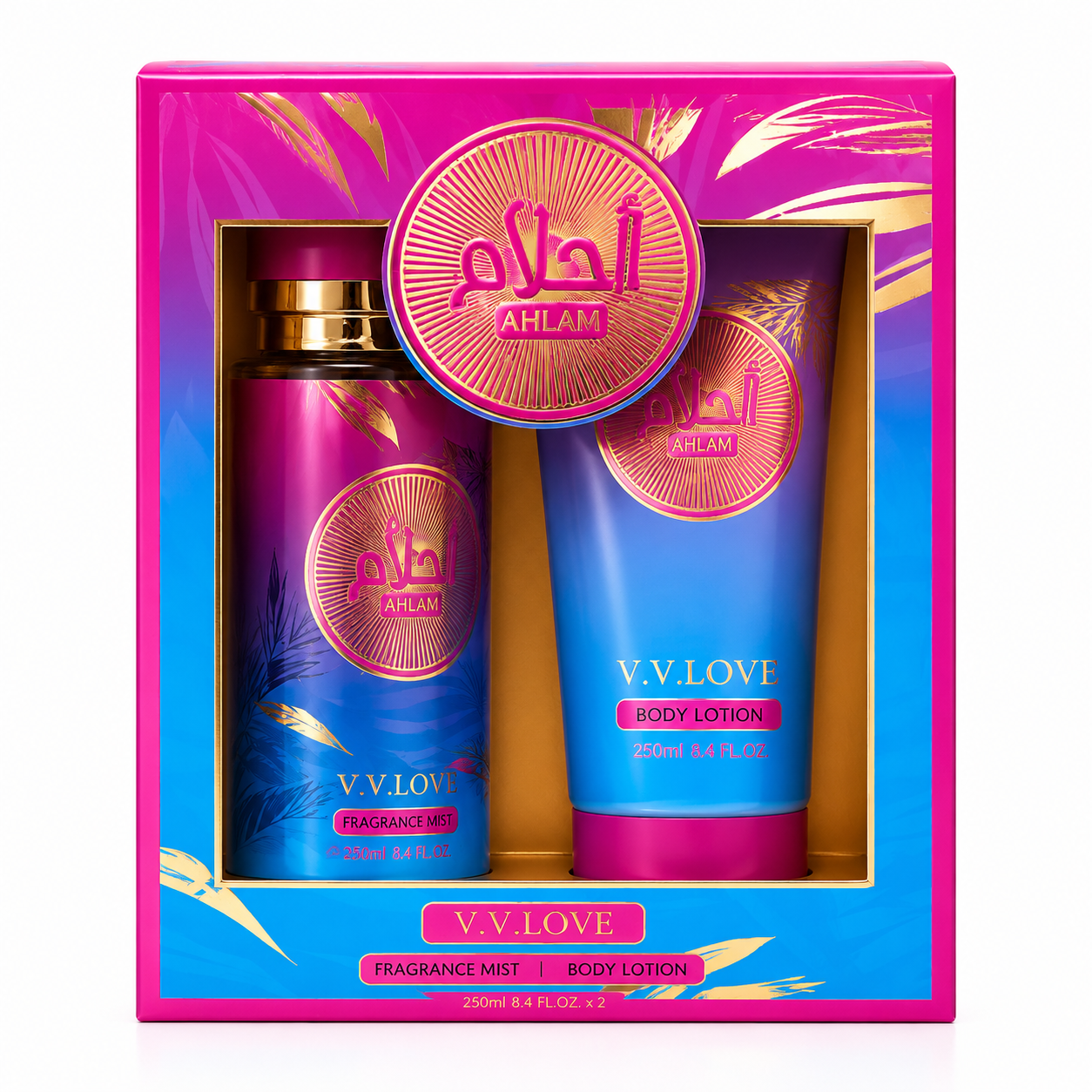 V.V.LOVE AHLAM FRAGRANCE GIFT SET  Fragrance Mist 100ML + Body Lotion 75ML