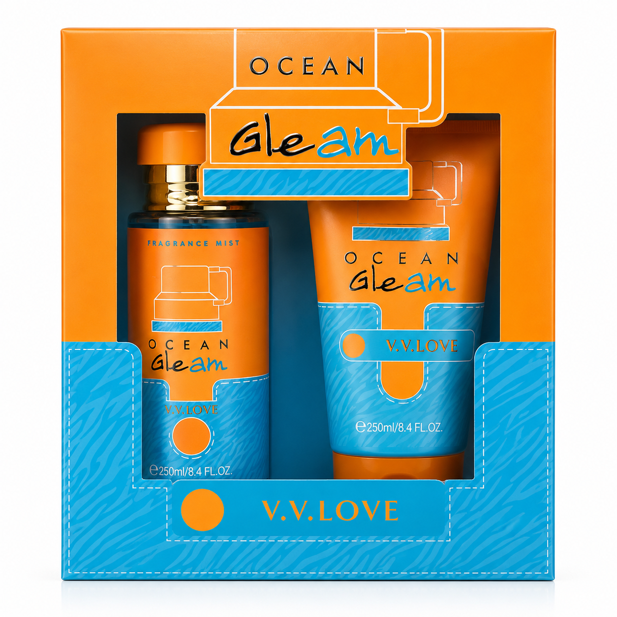 V.V.LOVE OCEAN GLEAM ПОДАРЪЧЕН КОМПЛЕКТ Ароматен спрей 100ML + Лосион за тяло 75ML.