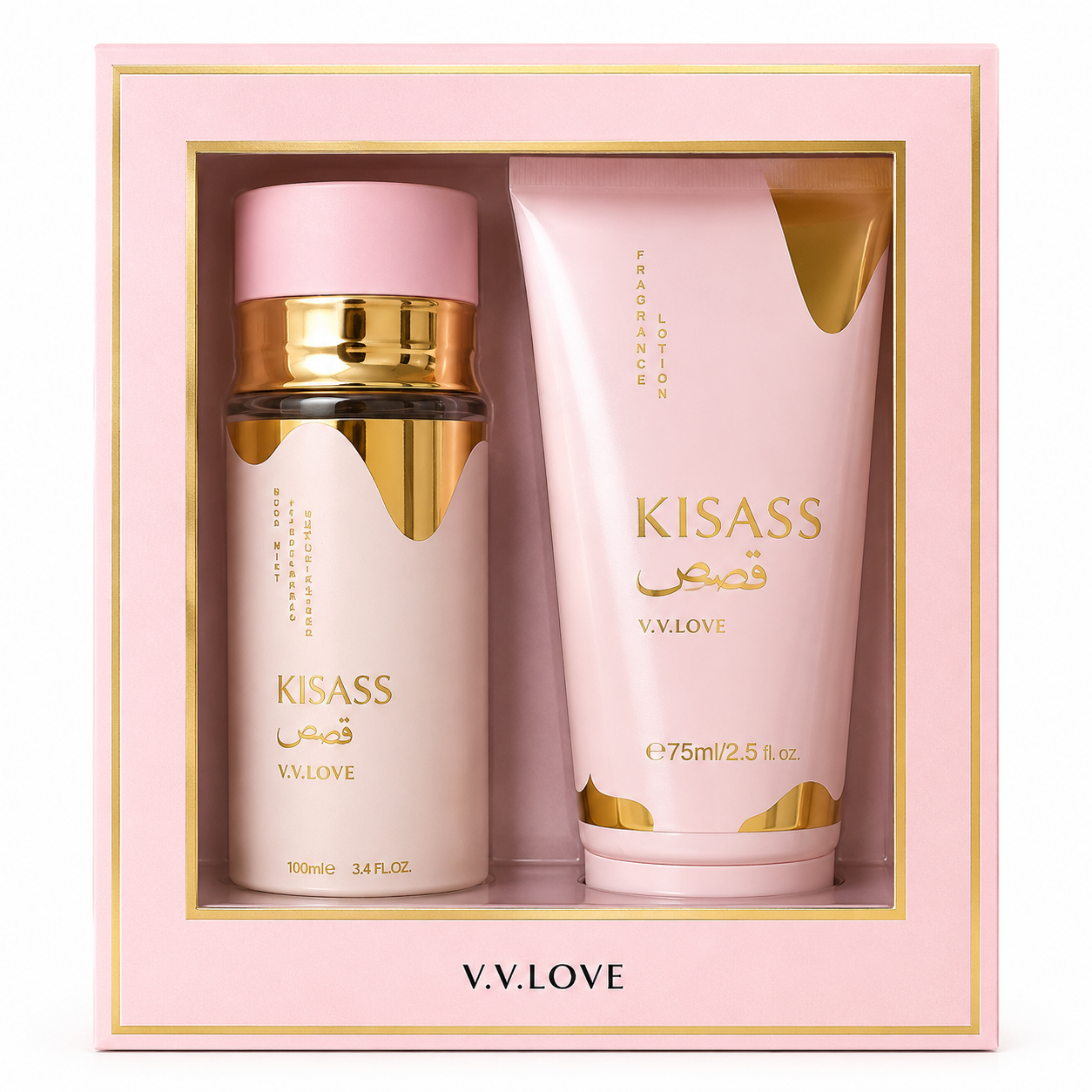 V.V.LOVE KISASS GIFT SET  Fragrance Mist 100ML + Fragrance Lotion 75ML.