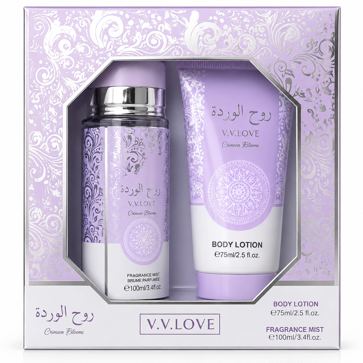 V.V.LOVE CRIMSON BLOOMS GIFT SET Fragrance Mist 100ML + Body Lotion 75ML.