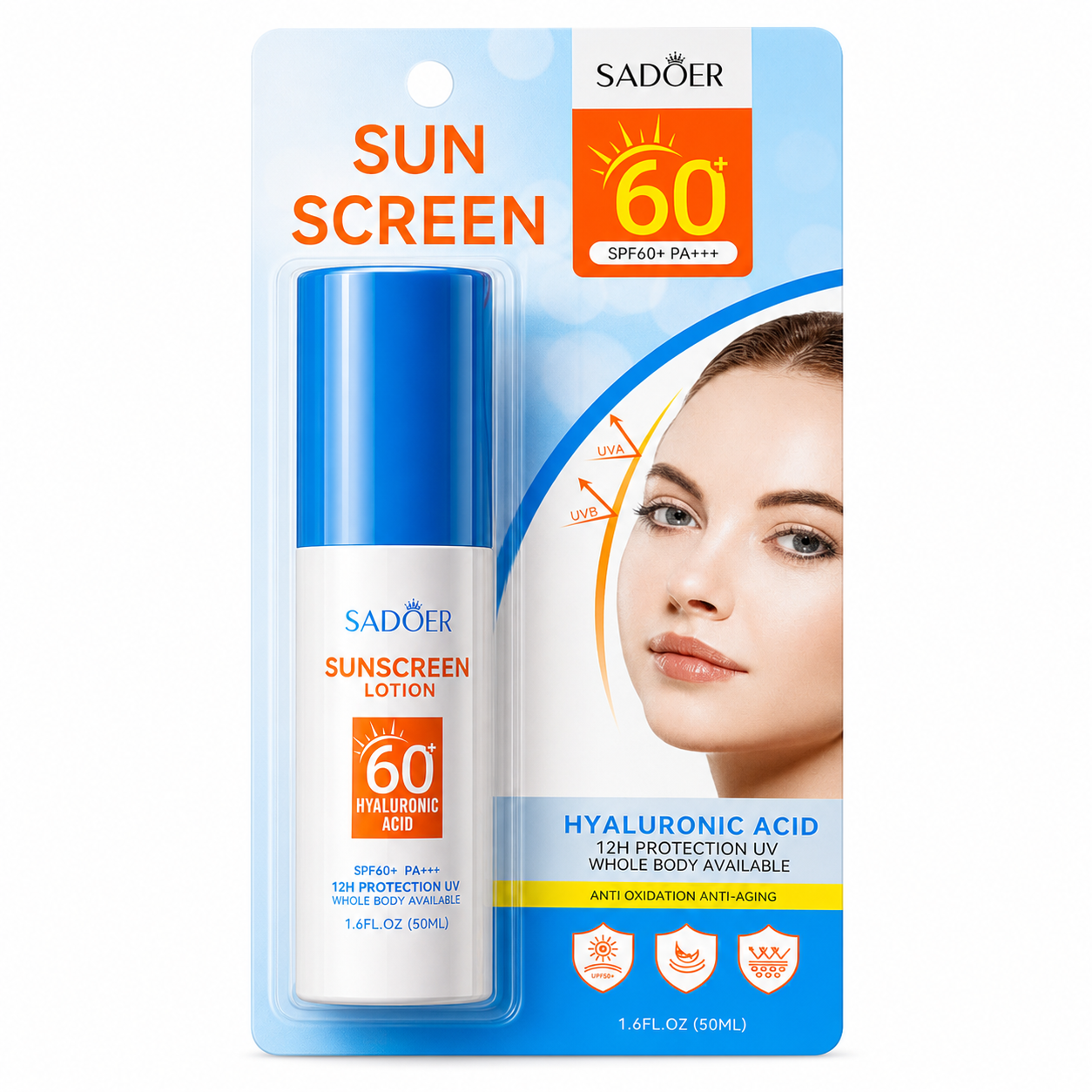 SADOER Sunscreen Lotion SPF 60+ PA+++ 50ml SD50745