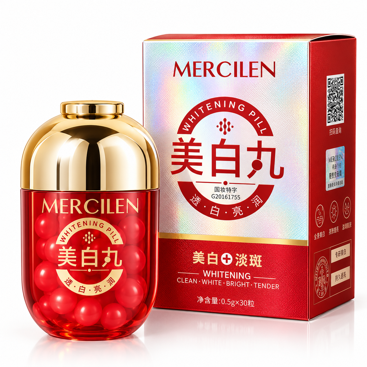 MERCILEN Whitening Pill – Capsule Cosmetice pentru Îngrijirea și Luminozitatea Tenului 50 g – MXL2015