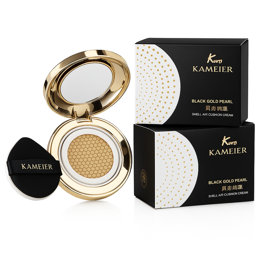 Fond de ten Kameier  tip cushion cu aur negru și extract de perlă KME0897