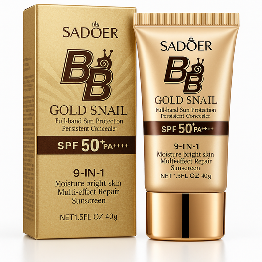 SADOER BB Cream Gold Snail SPF50+ PA++++ – Cremă BB Multifuncțională 9 în 1, 40 g SD39408