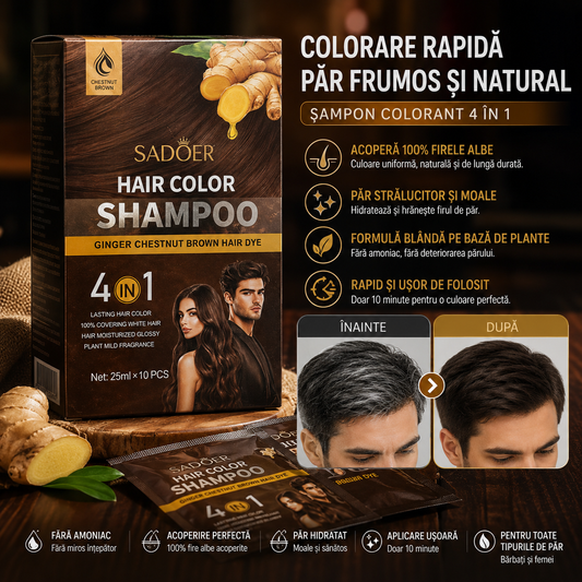 Șampon colorant Șaten SADOER Hair Color Shampoo Ginger Chestnut Brown SD12488