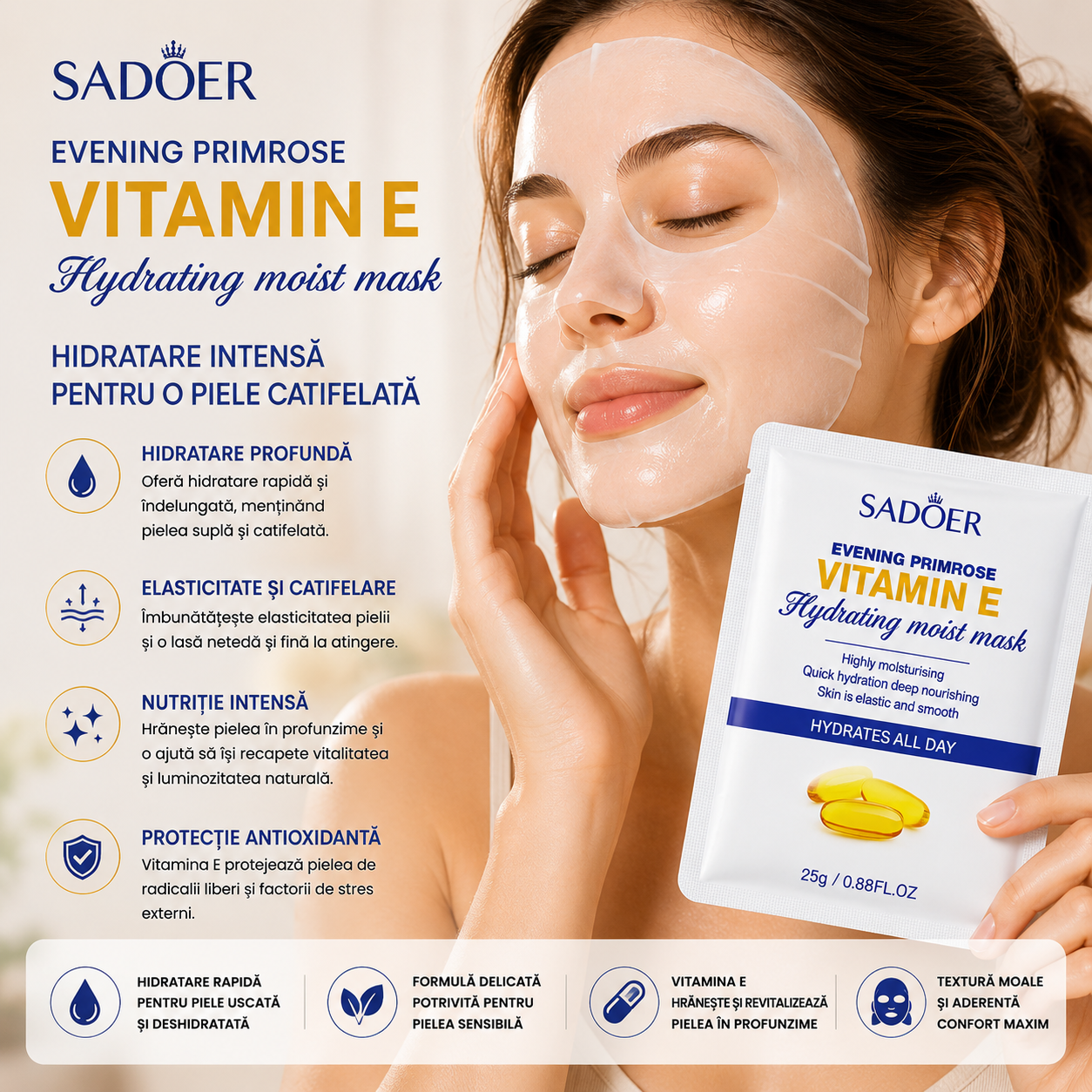 Sadoer – Mască facială cu vitamina E, 25 g. SD11480